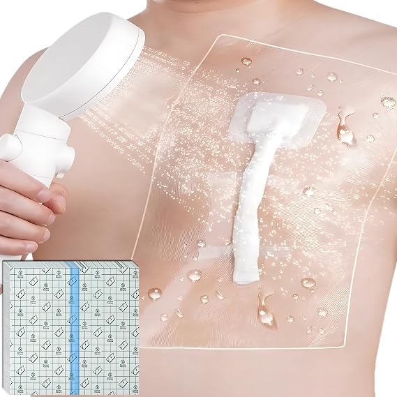 Dialysis Catheter Shower Cover Central Line Shower Protector for Chemo Port Chest Shower Shields Large Waterproof Transparent Wound Dressing Bandage 8"x8" 25 Pack