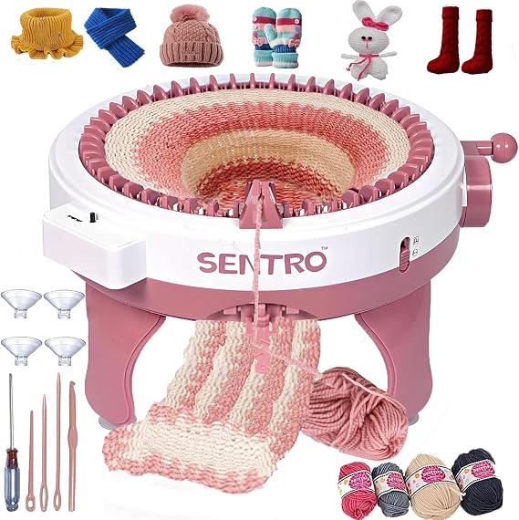 PKHOUHYI Sentro 48 Knitting Machine, 48 Needles Knitting Machine with Row Counter Automatic Circular Weaving Spinning Knitting Loom Machine Kit for Adults & Beginners for Scarves,Sweater,Hat