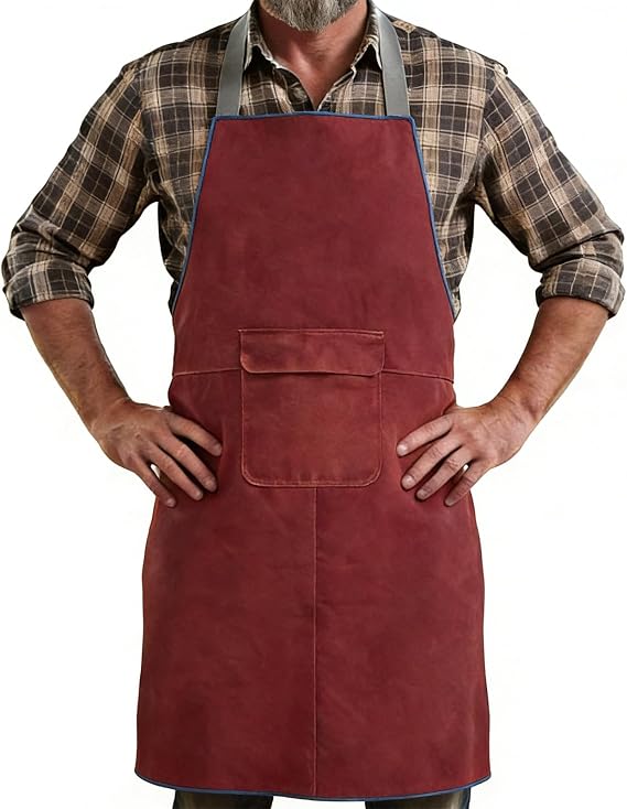 Leather Welding Work Apron, Heat and Flame Resistant with Quick buckle, Size 34.3x23.2 Inch