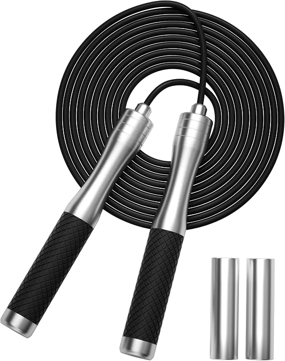 Speed Jump Rope for Fitness - Skipping Rope for Women Men Exercise with Adjustable Length Jumping Rope and Alloy & Silicone Handles Suitable for Workout Boxing Home Gym