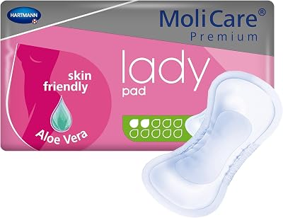 MoliCare Premium Lady Bladder Control Pads - Disposable, Hypoallergenic, Skin-Friendly, Light Absorbency - One Size Fits Most, 4 12 in x 10 12 in, 14 Count, 1 Pack