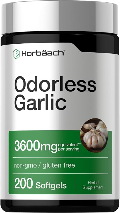 Horbaach Odorless Garlic Softgel Supplement | 200 Pills