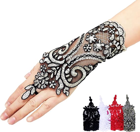 Lace Gloves for Women, Fingerless Wrist Gloves