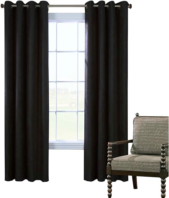 Commonwealth Home Fashions Navar Grommet Curtain Panel Window Dressing 54 x 95 in Black
