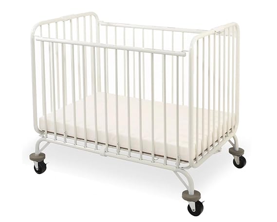 L.A. Baby Deluxe Holiday Mini/Portable Folding Metal Crib, White