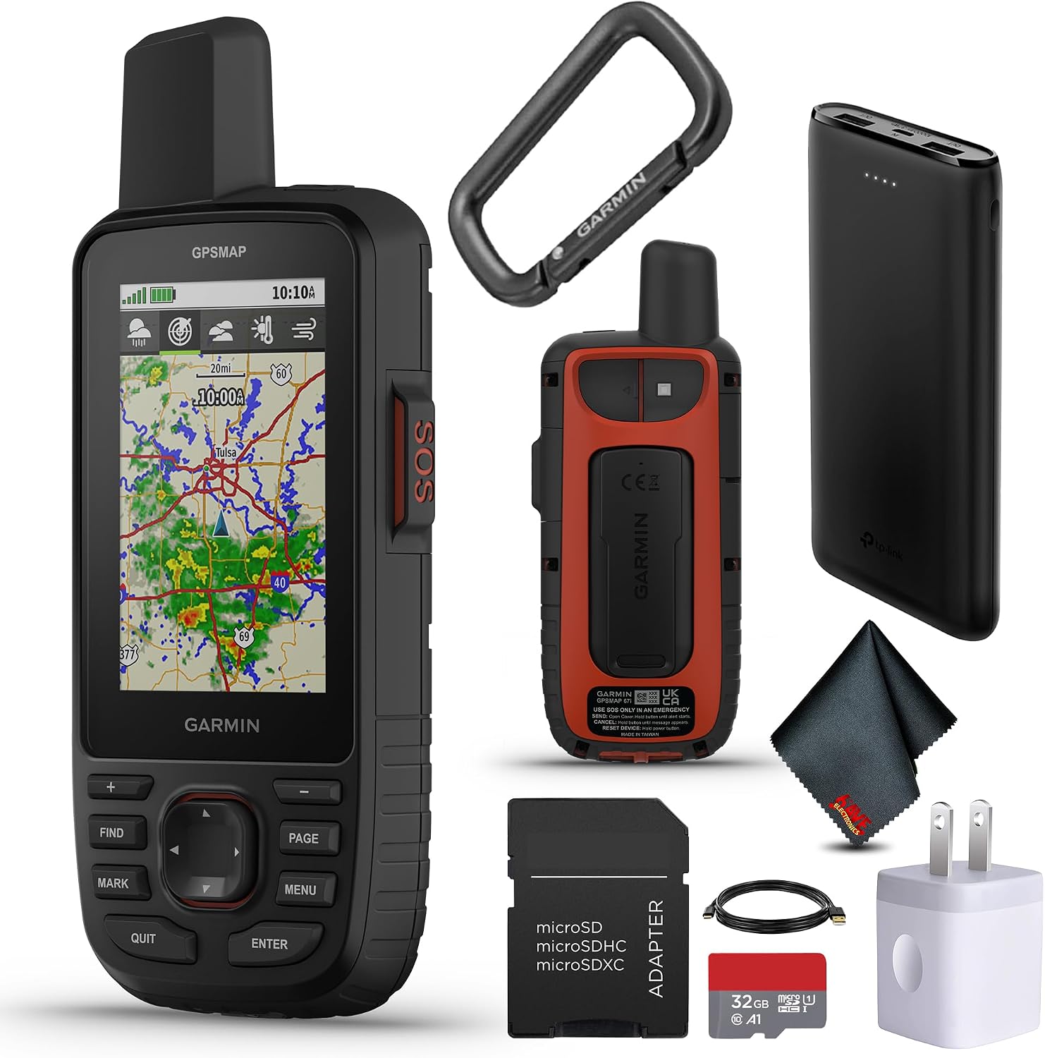 Garmin GPSMAP 67i Rugged Hiking GPS Handheld, Premium In-Reach Satellite Technology, 425 Hours Battery Life, Two-Way Messaging, Interactive SOS, Mapping Bundle with Accessories