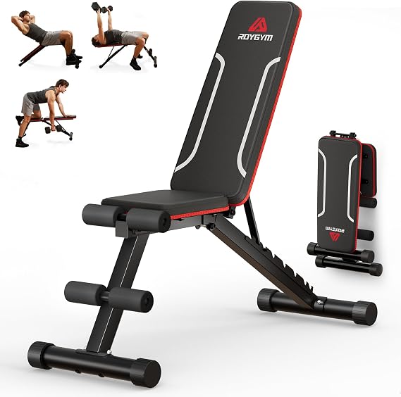 Foldable Weight Bench, Adjustable Workout Bench with Multifunctional Adjustment Design for Full Body Workout, 300kg/400kg Exercise Bench Fast Folding Incline Flat Decline Bench for Home Gym