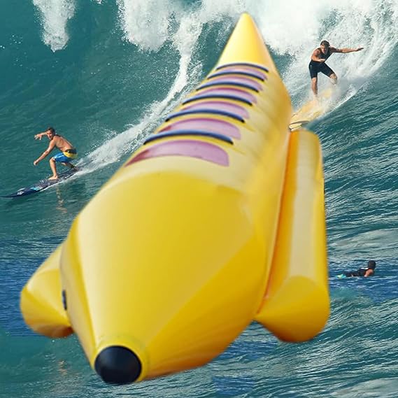 Water Surfing Banana Boat, Inflatable Water Banana Boat Water Flying Fish Water See-Up Board, Water Surfing PVC Kayak for Adults and Children,3 People