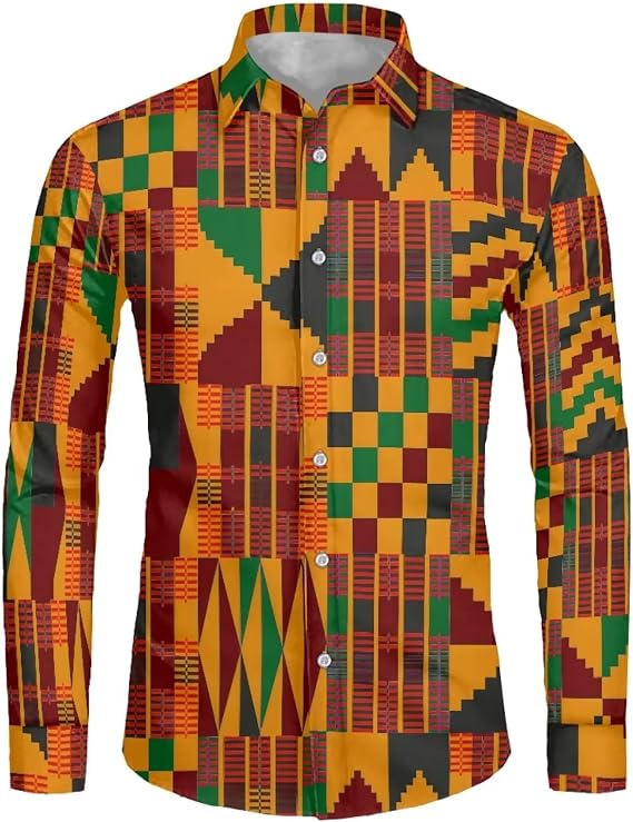 AmzPrint Cow Print Long Sleeve Shirt for Mens Printed Dress Shirts Regular Fit Button Down Shirt XS-6XL