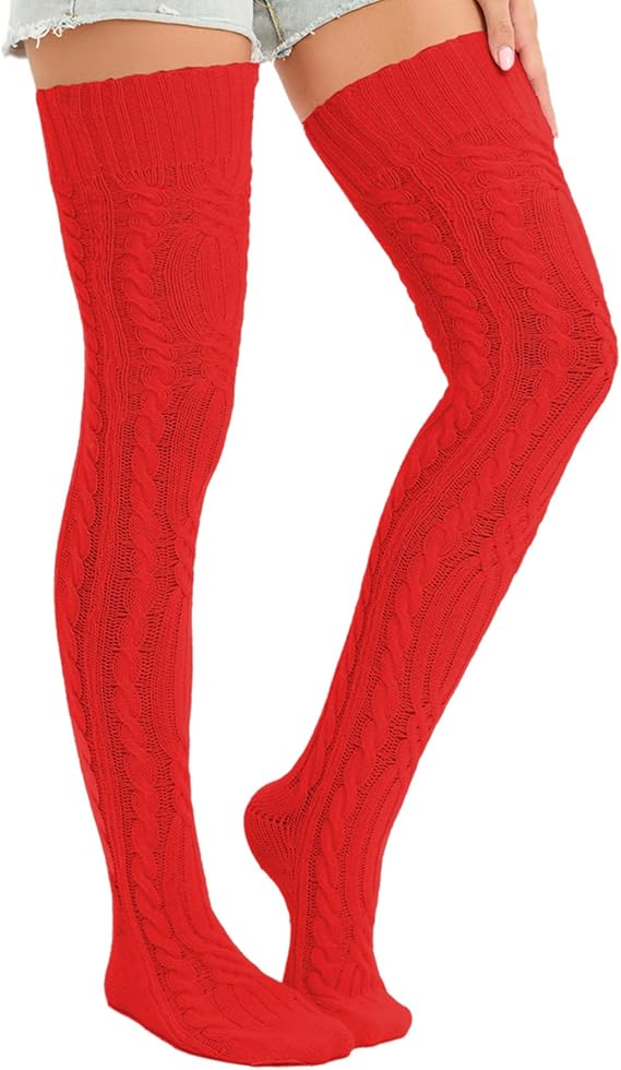 Sexybody Women's Thigh High Socks Over the Knee Knit Socks, Winter Leg Warmers Stockings Knee High Tube Arctic Fleece