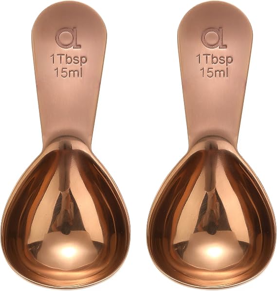 Apace Living Coffee Scoop (Set of 2) - 1 Tablespoon (Tbsp) - The Best Stainless Steel Measuring Spoons for Coffee, Tea, and More (Rose Gold)
