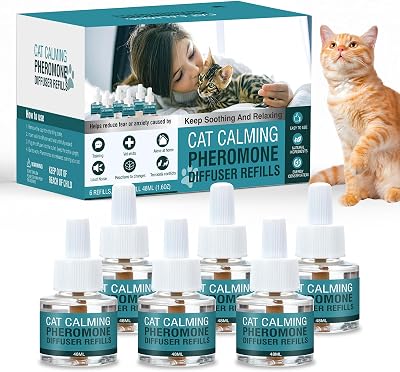 Cat Calming Diffuser Refill 6 Pack Cat Calming Pheromone Diffuser Refill Cat Plug in Pheromones Cat Stress Diffuser Cat Pheromones Calming for Cats Anxiety and Stress 48ml Vial-180 Days Fits All Cats
