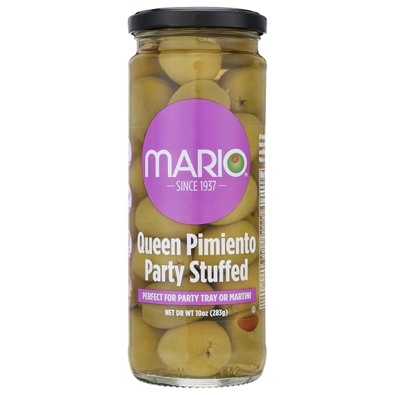 Mario Camacho Foods Pimento Stuffed Queen Party Olives, 10 Ounce (Pack of 6)