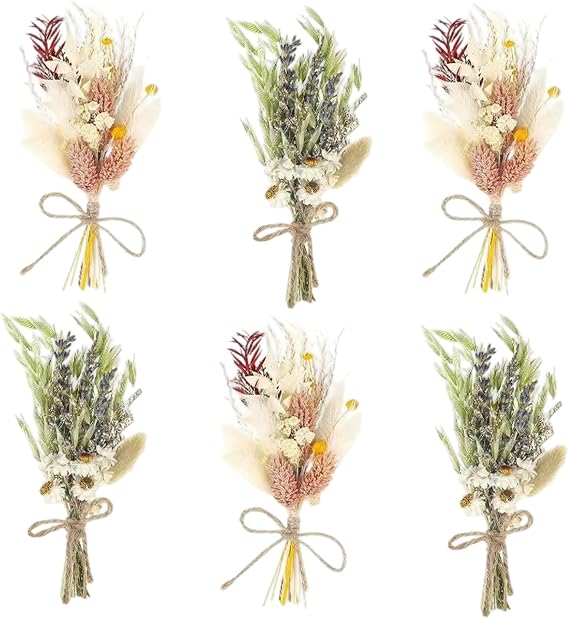 6 Bundles of Dried Flower Bouquet Mini Real Dried Flowers for Crafts Boho Dried Flower Bouquet Green Small Handmade Bouquet Dried DIY Dried Flowers Decoration for Picture Frames (1)
