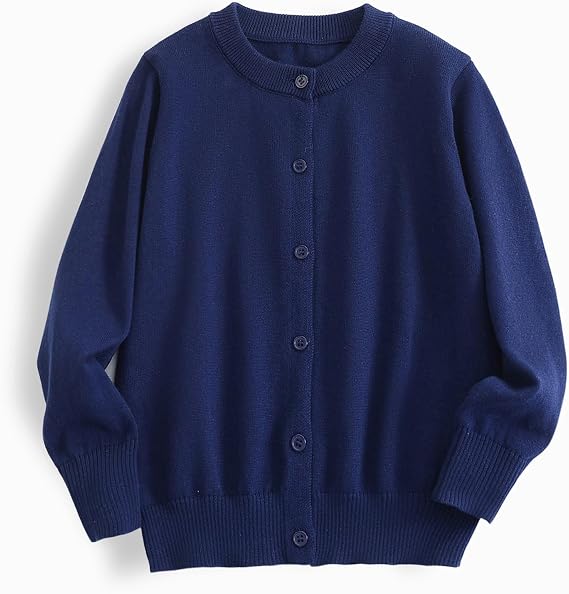 ACESTAR Boys Girls Cardigan Sweater Cotton School Uniforms Solid Kids Long Sleeve Button Down Sweaters Knit Tops, 3T-12Years