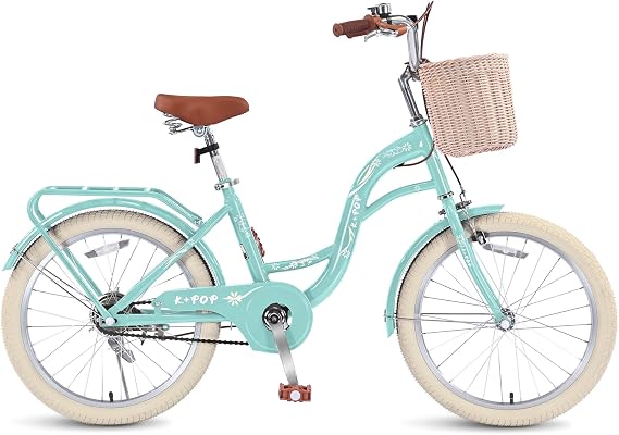 Girls Bike 20 Inch / 24 Inch, Kids Bike for Ages 6-14, Single Speed Kids Bicycle with Kickstand, Adjustable Seat, Carbon Steel Frame & Dual Brakes