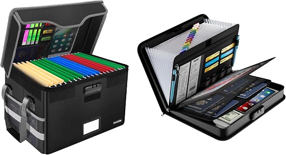 DocSafe Fireproof Document Box with Lock, Accordion File Organizer with Combination Lock