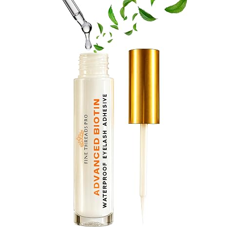 Advanced Biotin Clear Eyelash Glue Sensitive Eyes Safe Latex Free Hypoallergenic Strong Hold Cluster Lash Glue, False Eyelash Extensions Strip Lash Adhesive, Vegan Cruelty Free Waterproof