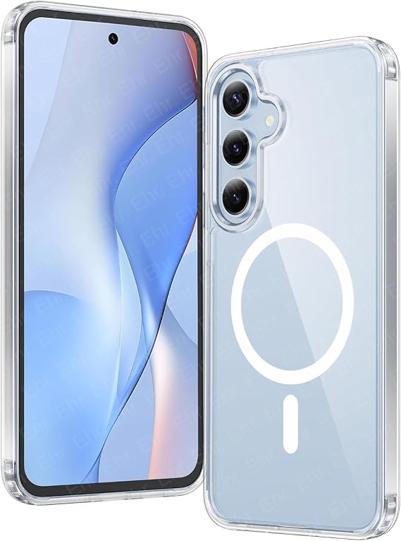 Ehr. Samsung Galaxy S23 FE Compatible Camera Protected Rigid Non-Wind Crystal Transparent Case with Magsafe Wireless Charging Feature (Transparent, Samsung Galaxy S23 FE)