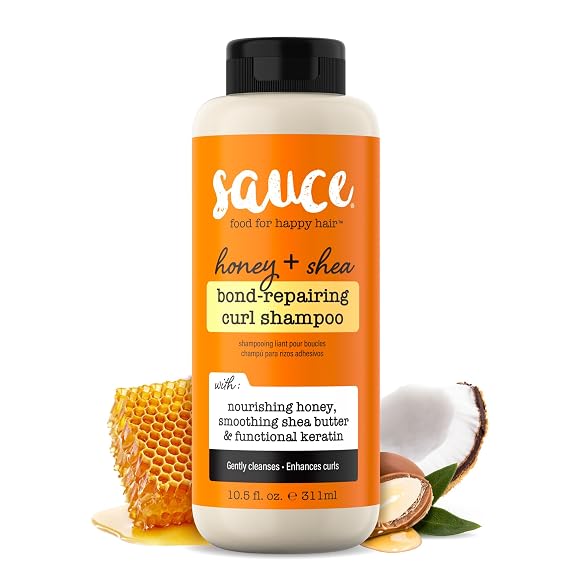 SAUCE Honey + Shea Bond Repair Curly Hair Shampoo, 10.5 Fl Oz