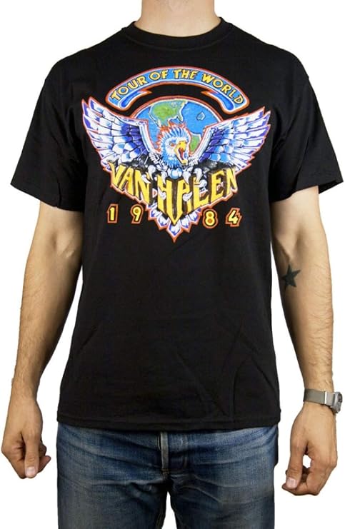 mens Van Halen Tour of the World T-shirt music fan t shirts, Black, Medium