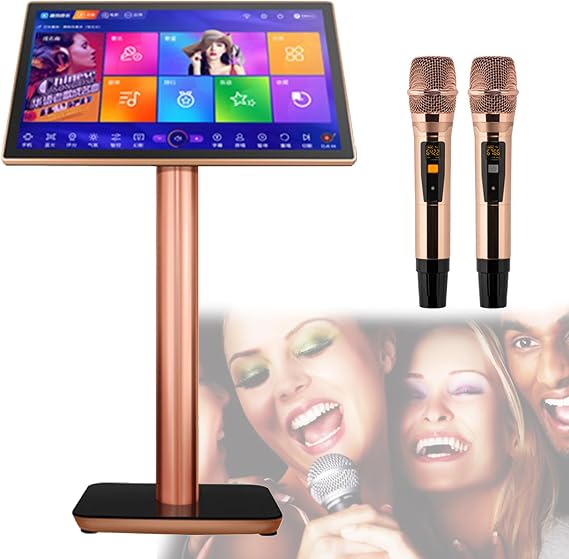 Karaoke Machine, 19.5 Inch Touch Screen Karaoke Equipment with 2 Reverb Wireless Microphone, KTV Karaoke Player for Home Party - 27 Languages Switching,White-2T,Black 3TB