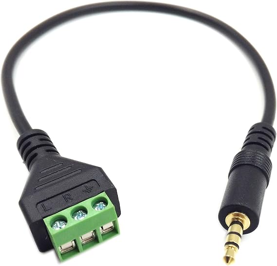 Poyiccot 3.5mm Screw Terminal Connector Cable, 3.5mm(1/8inch) Stereo Audio Balanced Male Jack to AV 3 Pin Screw Terminal Adapter Cable 30cm(1/8inch TRS)