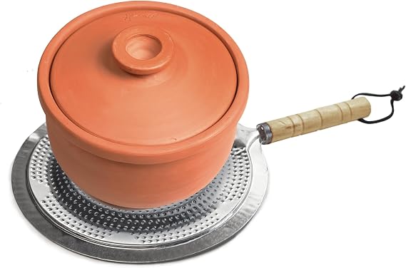 Kitchen Heat Diffuser for Gas & Electric Stove Cooktop Ideal for Clay Pots, Tagines, Moka Pots, Cookware - Simmer Plate Heat Disperser for heat ranges Safe Wooden Handle Heat-Resistant