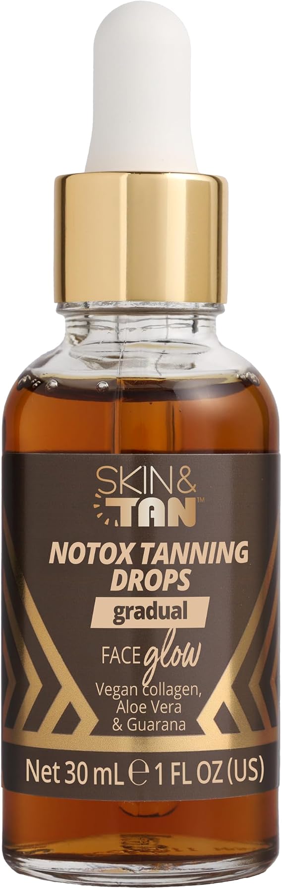 SKIN & TAN Face Tanning Drops 30ml: Vegan Collagen, Gradual Glow, Custom Self-Tan, Sun Kissed Radiance, Adaptable Bronzer, Overnight Tanner, Hydrating Oil