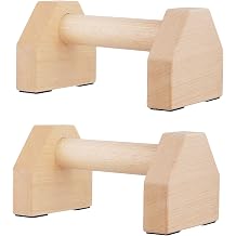 SOUJAP 2 Pcs Wooden Parallettes, 20 x 9.3 cm Push Up Bars Non slip Rubber Feet Handstand Bars Calisthenics Equipment for Fitness Gymnastics