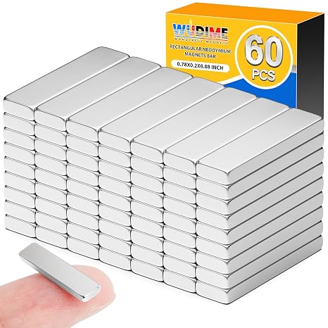 60Pcs WUDIME Strong Neodymium Magnets, 20x5x2mm Bar Magnets for Crafts, DIY, Kitchen, Tool Storage