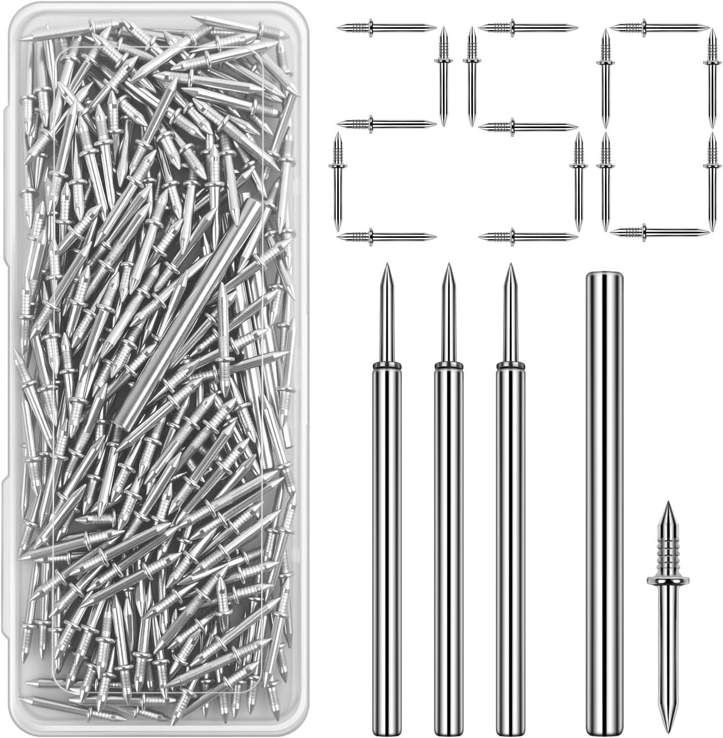 250 Pack Double-Headed Skirting Nails With Sleeve Tool - Double Sided Nails for Wood, Traceless Invisible Screws Seamless Solid Wood Baseboard
