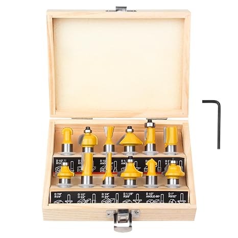Router Bits Set 1/2 Inch Shank - BAIDETS 12 Pieces 1/2" Tungsten Carbide Router Bits, Woodwork Tools