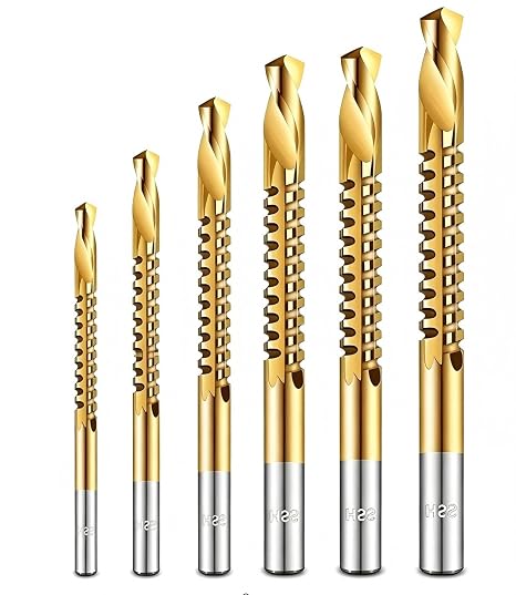 6PC Twist Drill Bit Set, 3-8Mm Titanium High-Speed Steel Drill Set for Machinists for Drilling Screwing Boring Carving Cutting Polishing Durable Plunge Drill Bits