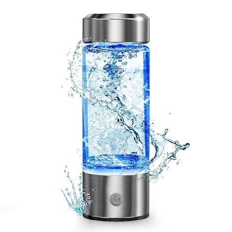 Hydrogen Water Bottle, Portable Hydrogen Water Ionizer Machine, Hydrogen Water Generator, Rechargeable Hydrogen Rich Water Glass Health Cup for Home Travel (Silver)