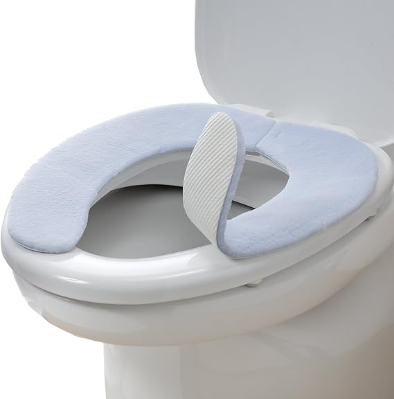 Sanko Mitsuba KC-68 Non-Slip, Fluffy Toilet Seat Cover, 0.4 inches 9 mm, Blue