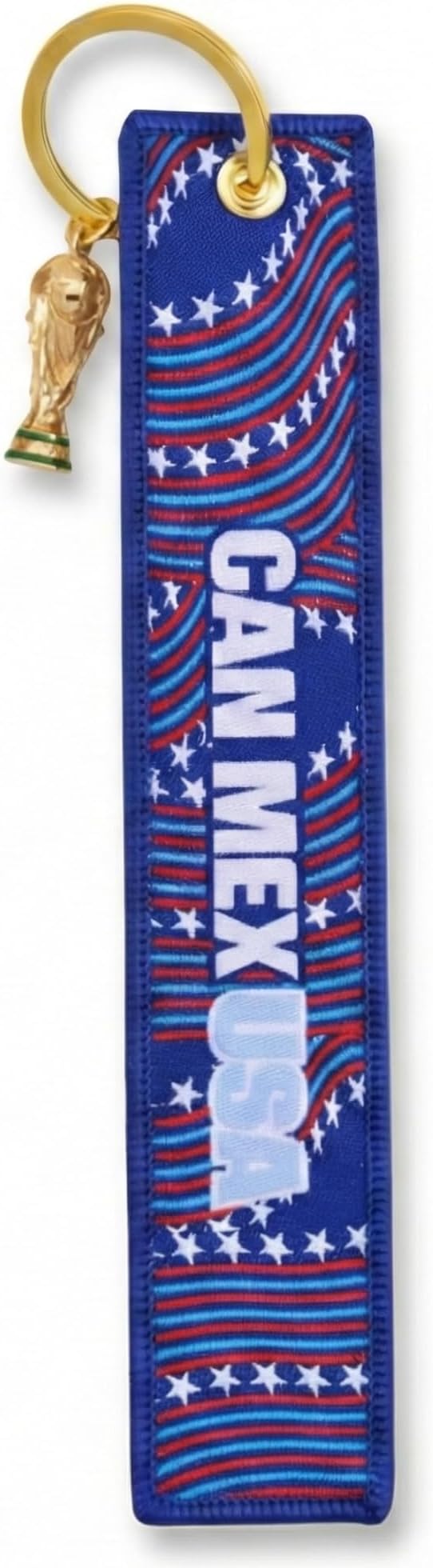 Official FIFA World Cup 2026 Collectors Keychain - "CANMEXUSA" Tri-Nation Host Edition - 6.2" Premium Embroidered Fabric Keyring with Mini 3D Trophy Replica - Souvenir for Backpacks & Luggage