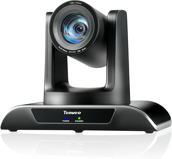 Tenveo HDMI/USB3.0/LAN(PoE) PTZ Camera AI Humanoid & Face Auto-Tracking, AI Gesture Control, 20X Optical Zoom PTZ Camera IP Live Streaming, FHD 1080P 60FPS, for Church Services Worship Live Streaming