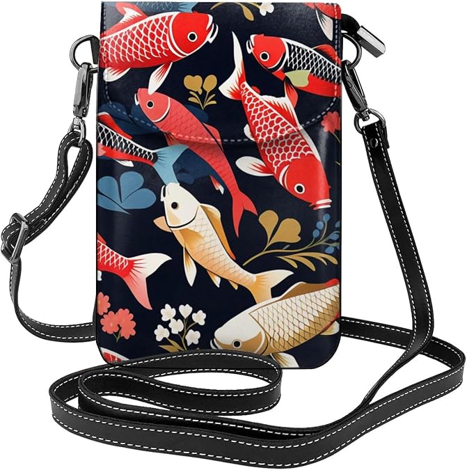 Small Crossbody Bags for Women,Leather Shoulder Bag for Cell Phone Purse with Strap and Blue hibiscus Printed