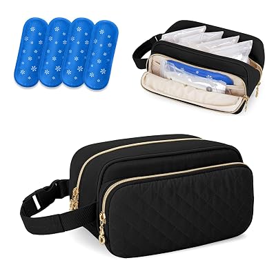 Damero Breastmilk Cooler Bag with 4 Ice Packs, Breast Milk Cooler Travel Bag Fit for Milk Bags or Bottles, with Buckle Handle for Breastfeeding Moms TravelDaycare, Black