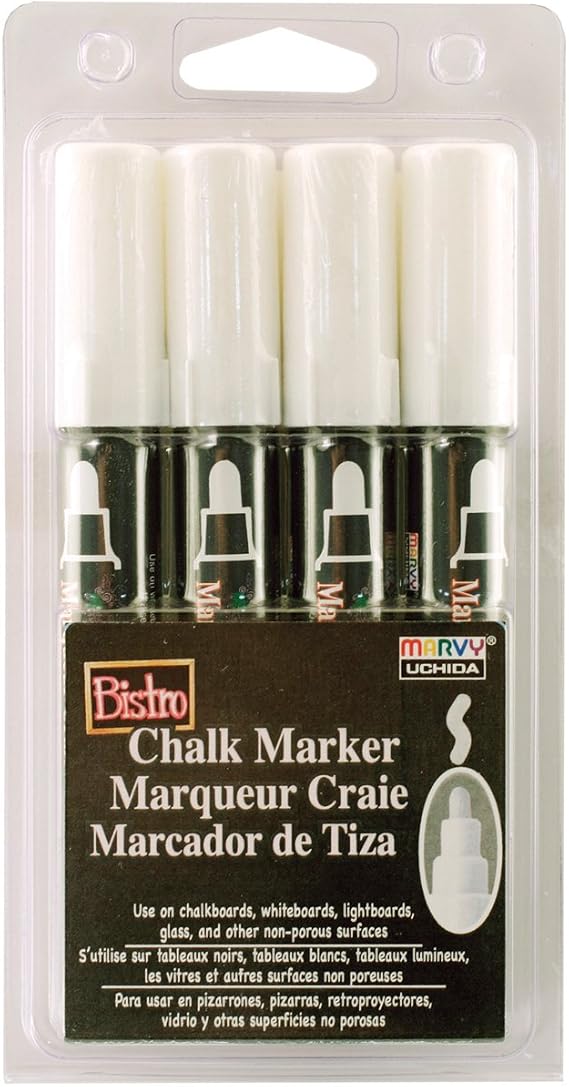 UCHIDA 4 White Broad Tip Bistro Chalk Marker