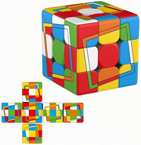 Color Square 3x3 Speed Cube, UV Printing Cube Magic Cube Educational Puzzles Toys for Kids,Beginners and Adults (Stickerless)