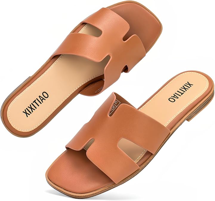 XIXITIAO Women's Flat Sandals,Classic H Band Sandals