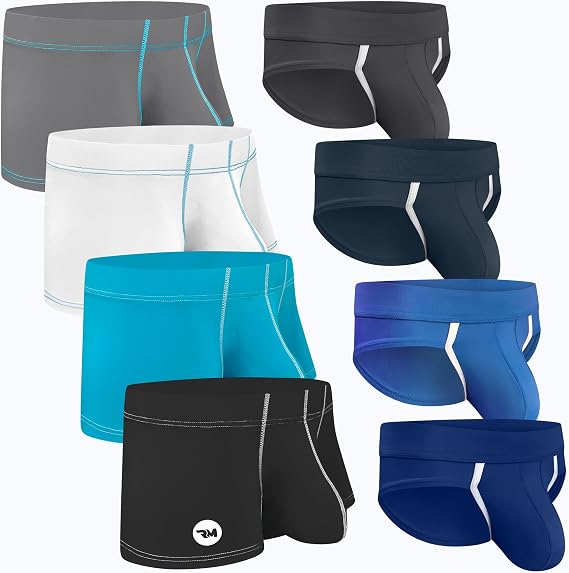Real Men Bulge Enhancing Sexy Underwear 3in Ice Silk Nylon 4-Pack XL BUNDLED WITH Super Sexy 4-Pack Sports Briefs XL