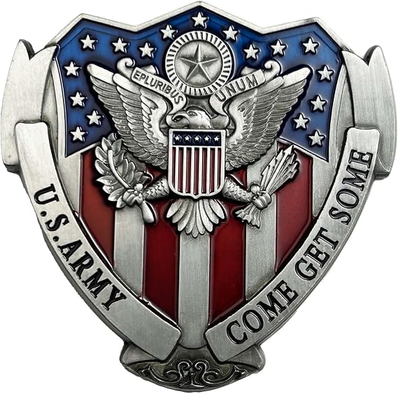 US Army Veteran Car Emblem 3D Metal Decal Shield Shape with Eagle and American Flag, Zinc Alloy Military Pride Badge with 3M Adhesive, Car Truck Motorcycle Decor for Veterans