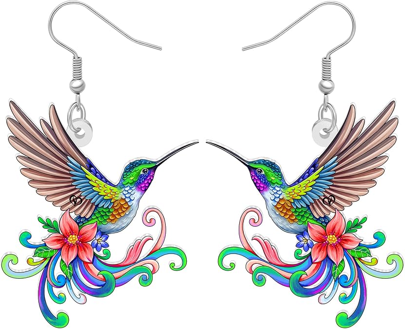 Acrylic Hummingbird Earrings Dangle Cute Bird Gifts for Women Jewelry Animal Charms