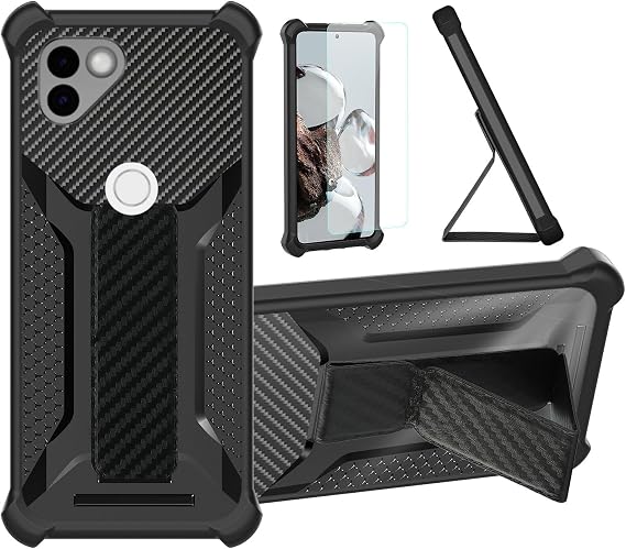 Case Compatible for Osom Solana Mobile Saga Phone Case Stand Cover [with 1* TempeBlack Glass Screen Protector] Hybrid Case [Folding Support Magnetic] [Frosted Anti-Fingerprint] ZJBB-Black