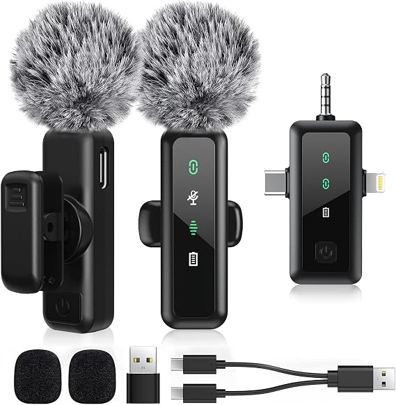 LINKCOOL 3-in-1 Wireless Lavalier Mic for iPhone/Android/iPad - Mini Clip-On Mic with Noise Cancellation & Crystal Clear Sound for YouTube, TikTok, Vlogging, Streaming, Recording 