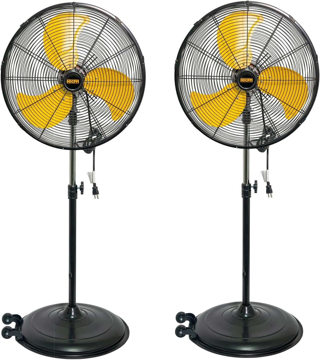 HiCFM 20 inch Pedestal Fan, 50° Tilting 3-Speed 5000 CFM High Velocity Stand Up Fan with 15 Powerful Motor for Commercial Industrial Warehouse Gym Garage - UL Listed, 2 Pack