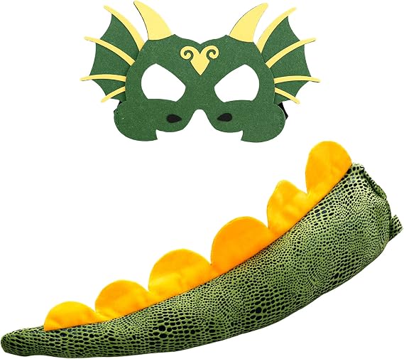 Kids Dinosaur Costume Set with Tail and Mask, Realistic Dino Dress Up